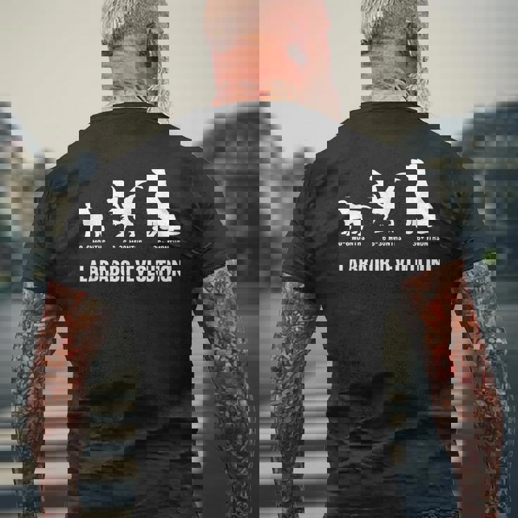 ラブラドールレトリバー エボリューションデザイン ラブラドールオーナー向け メンズTシャツ バックプリント 高齢者への贈り物