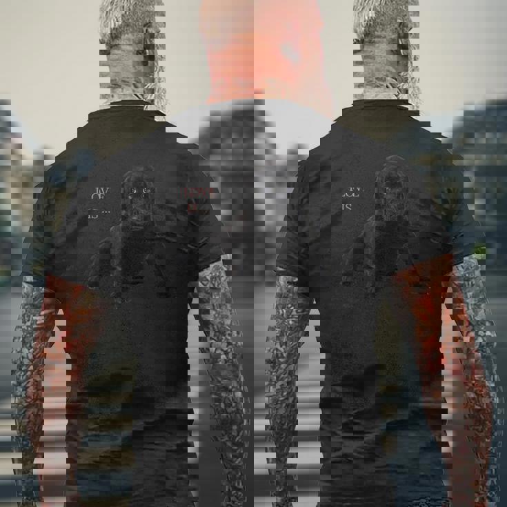 ブラック ラブラドールレトリバー シャツ ラブラドール ラブ ママ パパ チョコレート メンズTシャツ バックプリント 高齢者への贈り物