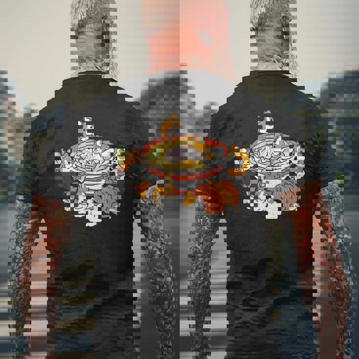 ラーメン寿司ウェルシュ・コーギー・ペンブローク犬 メンズTシャツ バックプリント 高齢者への贈り物