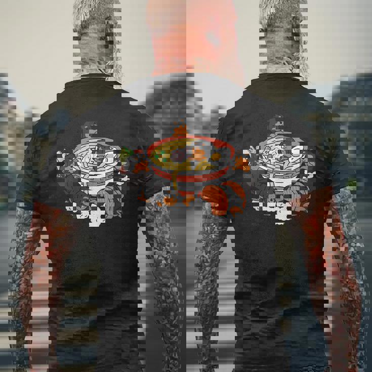 ラーメン寿司ダックスフント犬 メンズTシャツ バックプリント 高齢者への贈り物