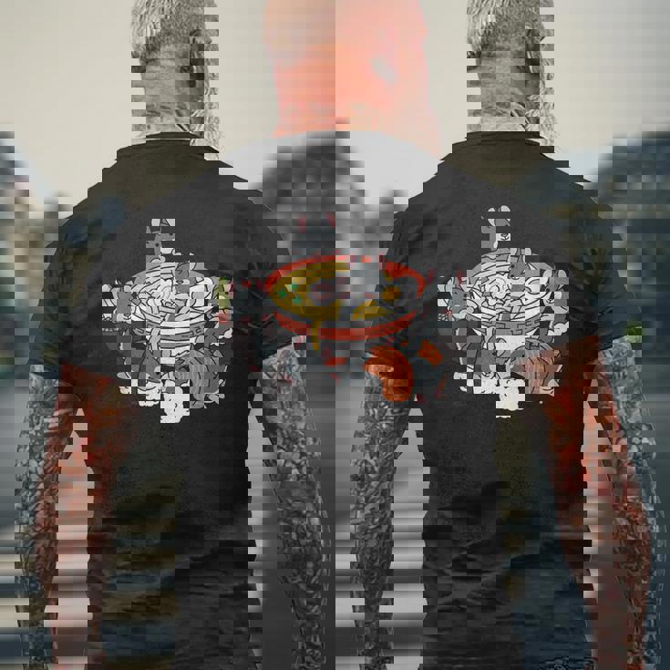 ラーメン寿司チンチラペット メンズTシャツ バックプリント 高齢者への贈り物