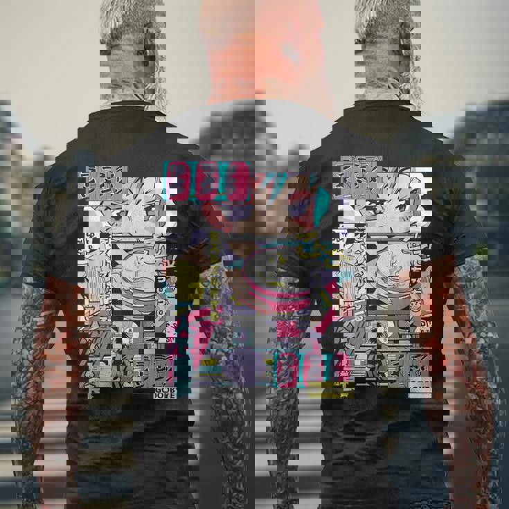 ラーメン屋日本のアニメ・マンガ・コミックパネルaporwave メンズTシャツ バックプリント 高齢者への贈り物