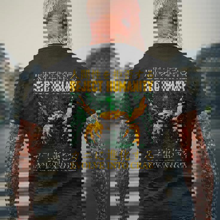 リジェクト・ヒューマニティがカニに進化する 長袖tシャツ メンズTシャツ バックプリント 高齢者への贈り物