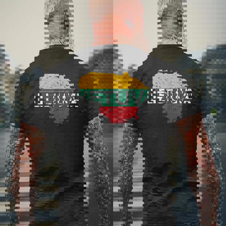 リトアニア国旗 Lietuva アンティーク調 メンズ レディース キッズ メンズTシャツ バックプリント 高齢者への贈り物