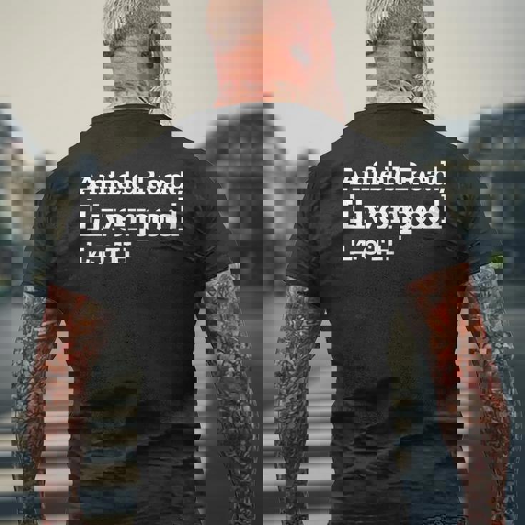 リバプールスタジアムの住所 メンズTシャツ バックプリント 高齢者への贈り物