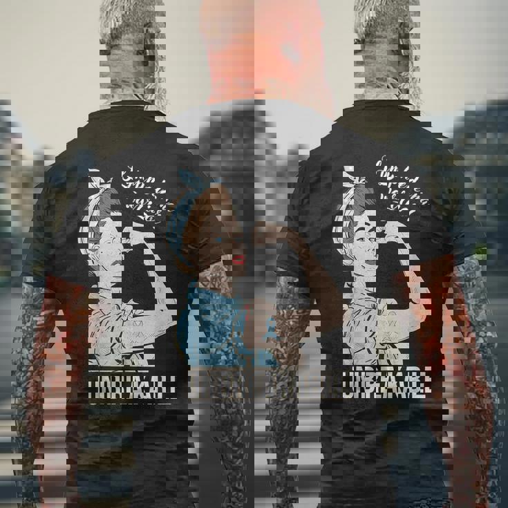 リンパ浮腫の意識 彼女の戦士 壊れないサポート メンズTシャツ バックプリント 高齢者への贈り物