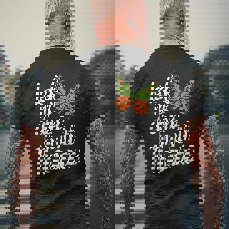 リーフ・ミー・アローン・ネイチャー・デザイン メンズTシャツ バックプリント 高齢者への贈り物