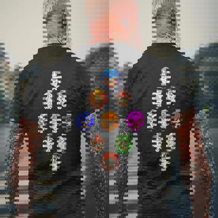 ルチャリブレまたはメキシカンレスリング マスクまたはルチャドール メンズTシャツ バックプリント 高齢者への贈り物