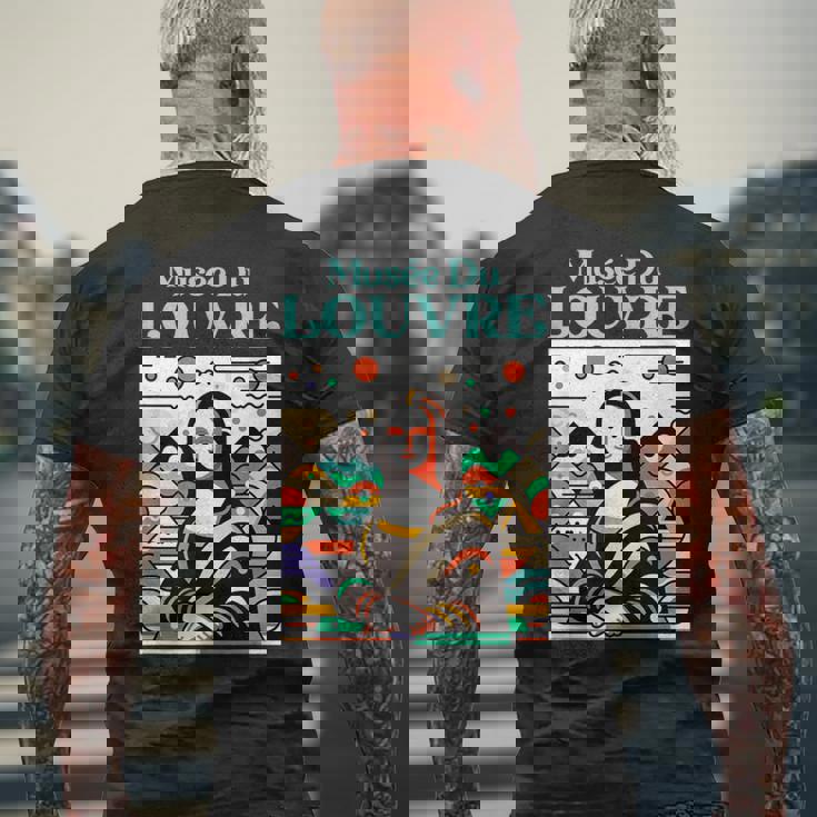 ルーヴル美術館 アールデコ モナリザ メンズTシャツ バックプリント 高齢者への贈り物