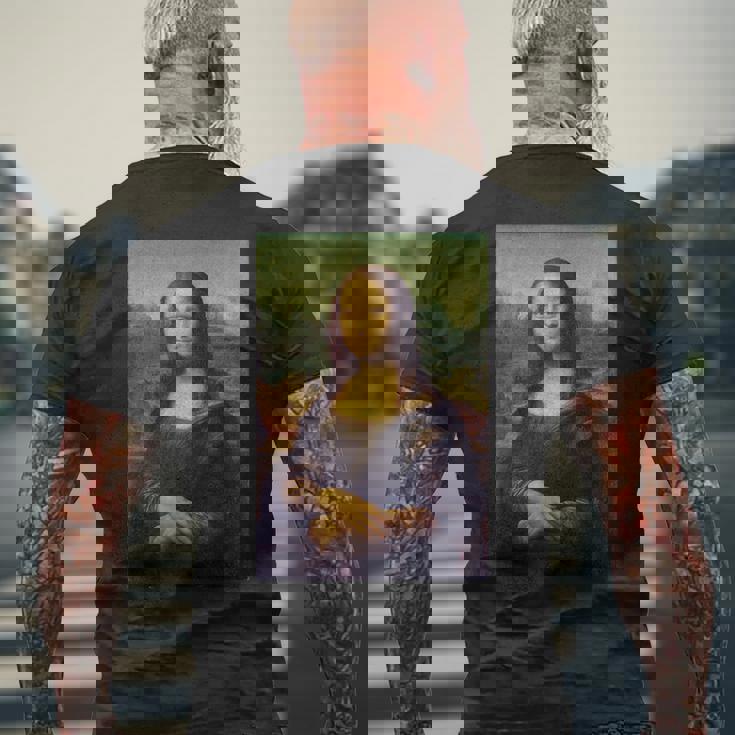 レオナルド・ダ・ヴィンチによるモナ・リザ メンズTシャツ バックプリント 高齢者への贈り物