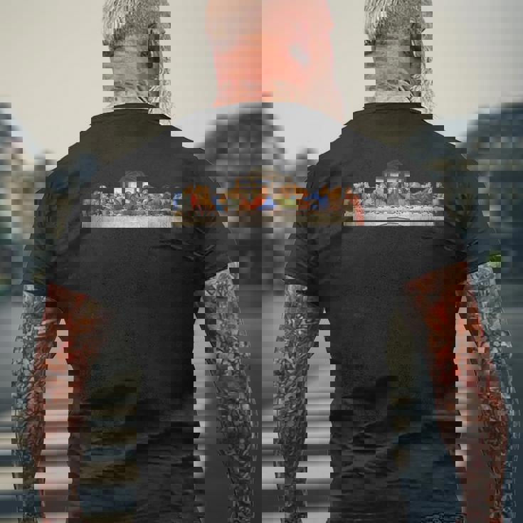 レオナルド・ダ・ヴィンチによる最後の晩餐ルネッサンスの絵画 メンズTシャツ バックプリント 高齢者への贈り物