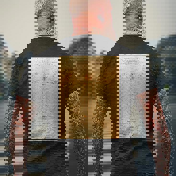 レオナルド・ダ・ヴィンチのウィトルウィウス人 メンズTシャツ バックプリント 高齢者への贈り物