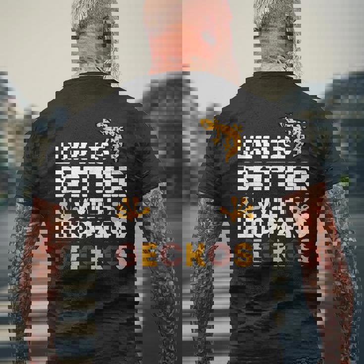 レオパード・ゲッコー愛好家 レオパード・ゲッコーと一緒なら人生はもっと楽しくなる メンズTシャツ バックプリント 高齢者への贈り物