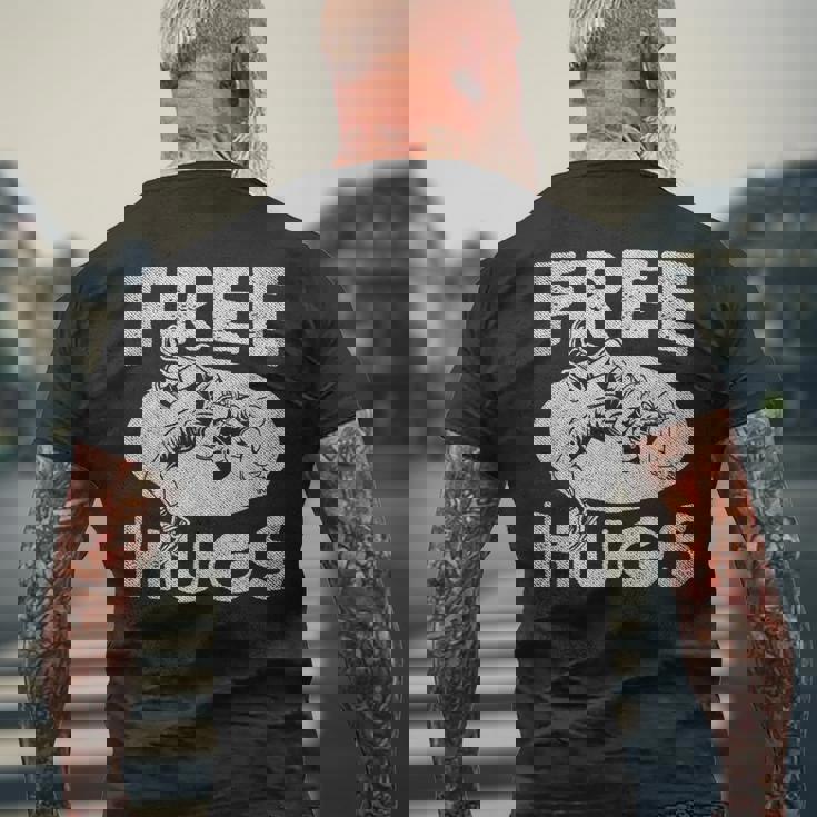 レスリングシャツ 面白いフリーハグレスリング メンズTシャツ バックプリント 高齢者への贈り物