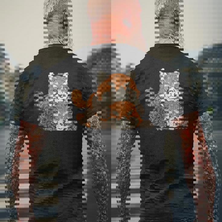 レッサーパンダ かわいい パンダ おもしろ 動物 アート イラスト メンズTシャツ バックプリント 高齢者への贈り物