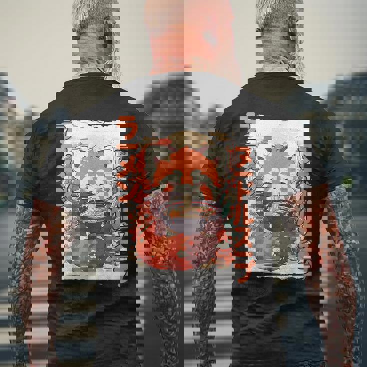 レッサーパンダ好きラーメン カワイイ猫 レッサーパンダラーメン メンズTシャツ バックプリント 高齢者への贈り物