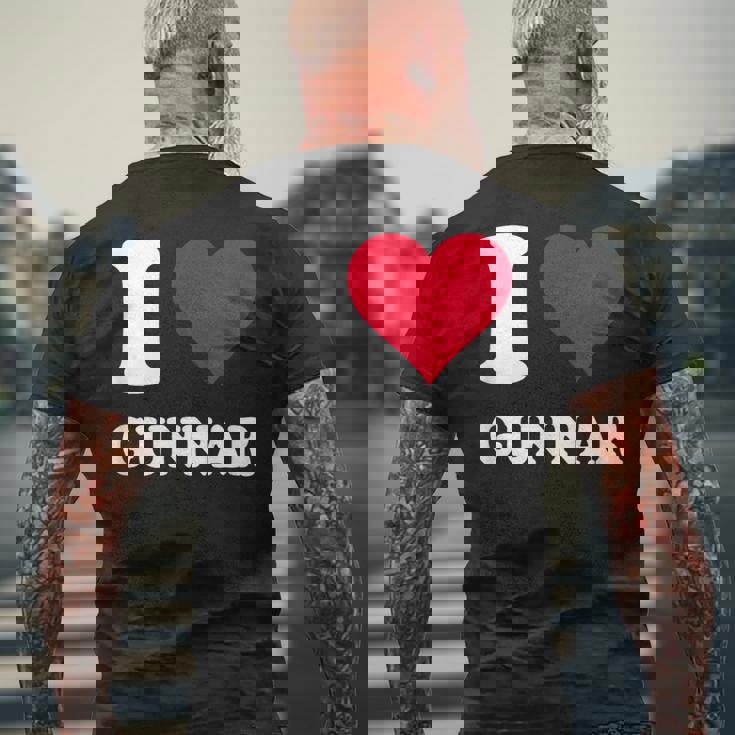 レッドハート I Love Gunnar メンズTシャツ バックプリント 高齢者への贈り物