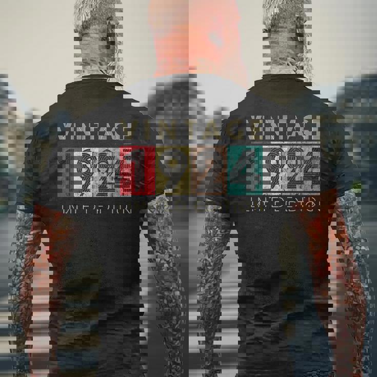 レトロ 99歳 ヴィンテージ 1924 限定版 99歳の誕生日 メンズTシャツ バックプリント 高齢者への贈り物