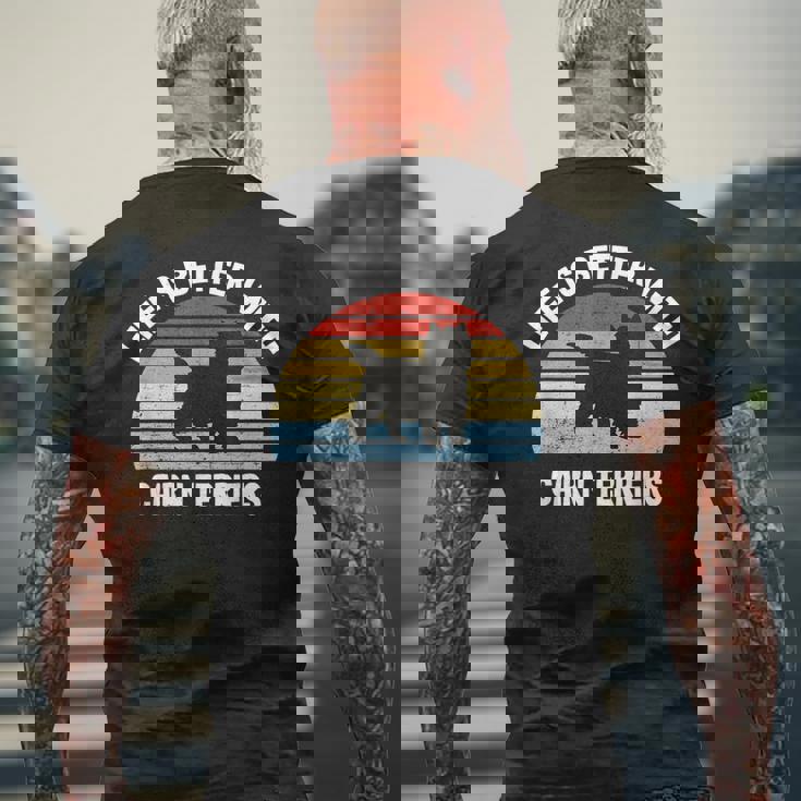 レトロ ケアンテリア 犬 メンズTシャツ バックプリント 高齢者への贈り物