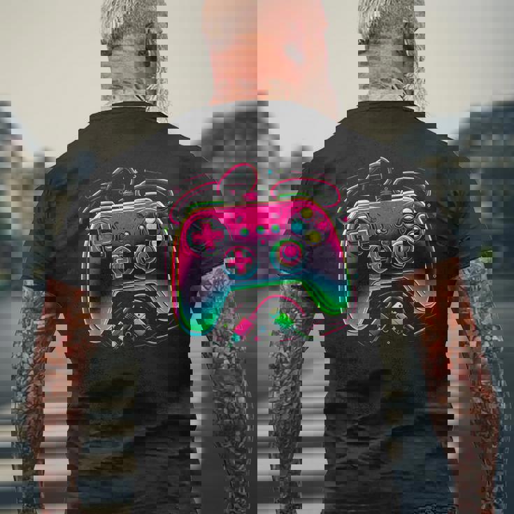 レトロ ゲーミング コントローラー ゲーマー ビデオ ゲーム コントローラー メンズTシャツ バックプリント 高齢者への贈り物