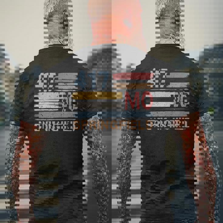 レトロ スプリングフィールド エリアコード 417 ミズーリ州 メンズTシャツ バックプリント 高齢者への贈り物