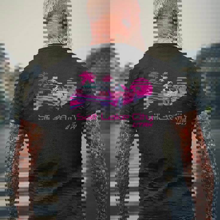 レトロ ソルトレイクシティ ユタ メンズTシャツ バックプリント 高齢者への贈り物