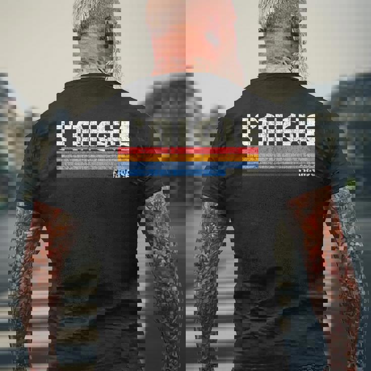 レトロ ヴィンテージ 70年代80年代スタイル L'aigle フランス メンズTシャツ バックプリント 高齢者への贈り物