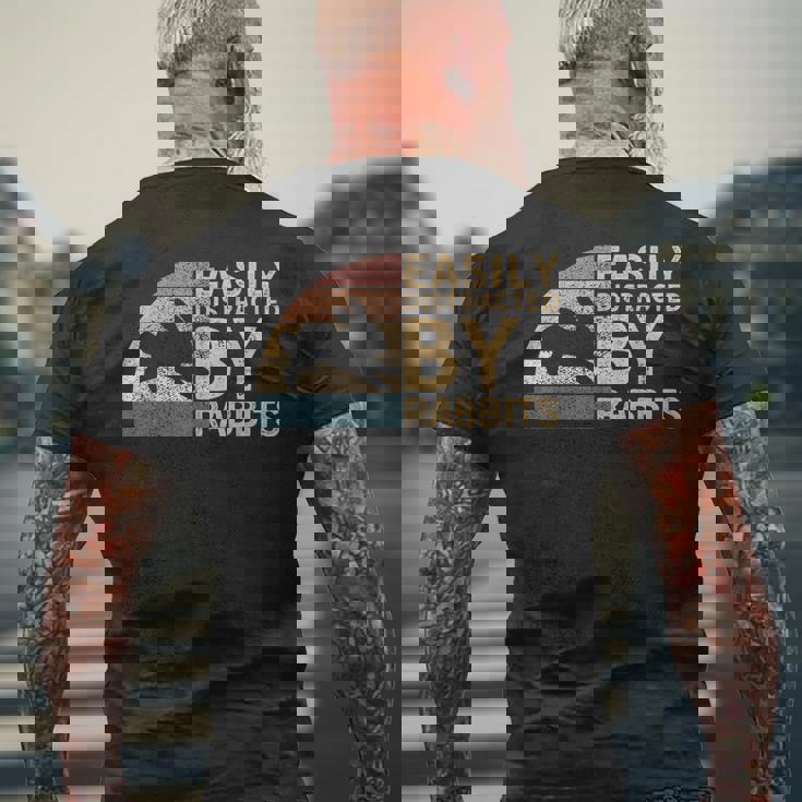 レトロ ヴィンテージ Easy Distracted By Rabbits Bunnies Lover メンズTシャツ バックプリント 高齢者への贈り物