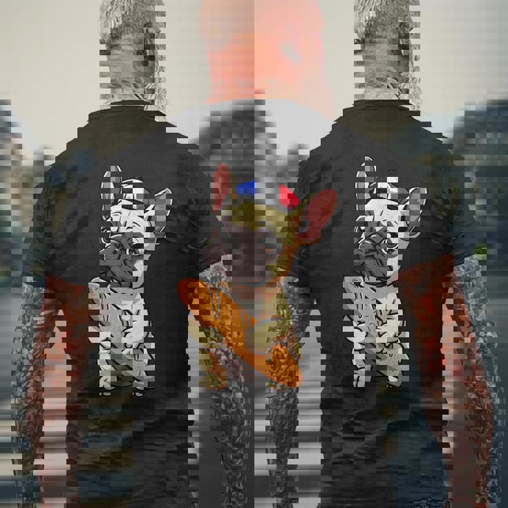 レトロ ヴィンテージ かわいい フレンチブルドッグ パリ お土産 ギフト メンズTシャツ バックプリント 高齢者への贈り物