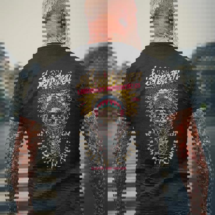 レトロ ヴィンテージ アメリカンバイク インディアン ネイティブ バイカーズギフト メンズTシャツ バックプリント 高齢者への贈り物