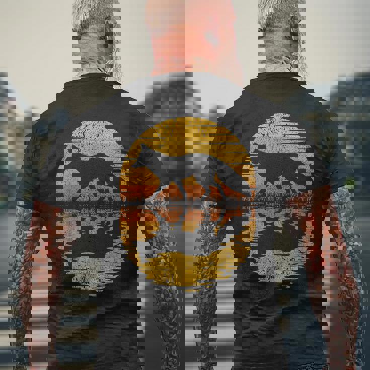 レトロ ヴィンテージ キツネ 反射 70年代 80年代 犬 動物 メンズTシャツ バックプリント 高齢者への贈り物