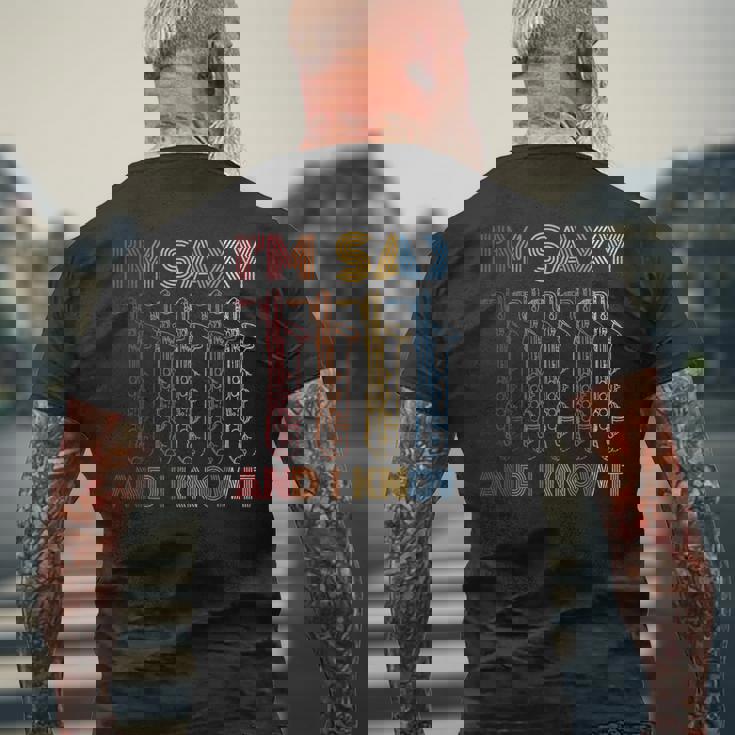 レトロ ヴィンテージ サックス ジャズ 音楽 バリトン サックス メンズTシャツ バックプリント 高齢者への贈り物