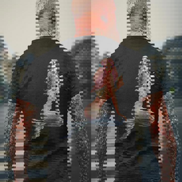 レトロ ヴィンテージ ピンナップ ガール マーメイド メンズTシャツ バックプリント 高齢者への贈り物