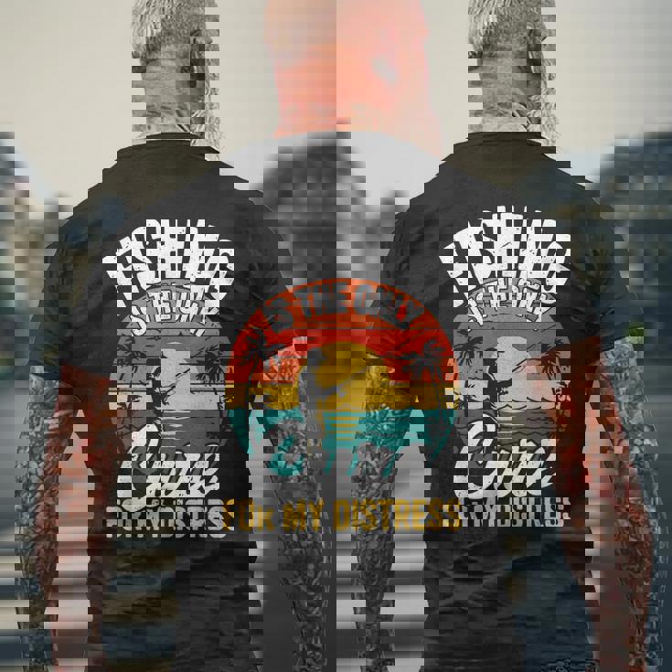 レトロ 釣り療法 メンタルヘルス ストレス解消 フィッシャーマン メンズTシャツ バックプリント 高齢者への贈り物