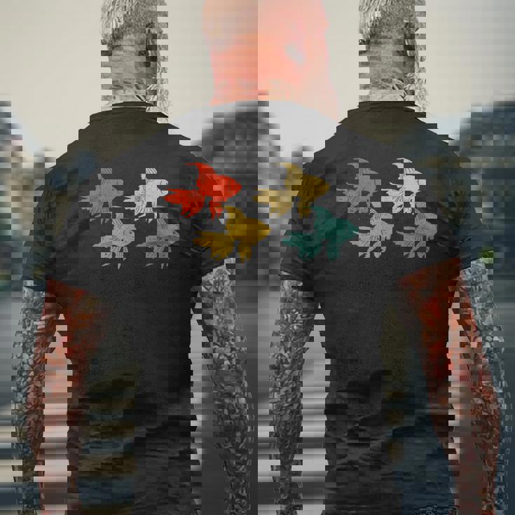 レトロ 魚 金魚 水族館 水 動物 メンズTシャツ バックプリント 高齢者への贈り物