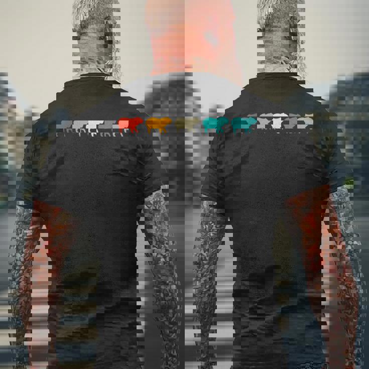 レトロなカピバラシルハウトデザイン カピバラミームげっ歯類 メンズTシャツ バックプリント 高齢者への贈り物