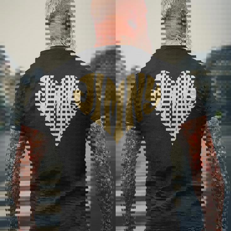 レトロなヴィンテージスタイルのラブハート。ジムニーアイボリーにフィット。 メンズTシャツ バックプリント 高齢者への贈り物