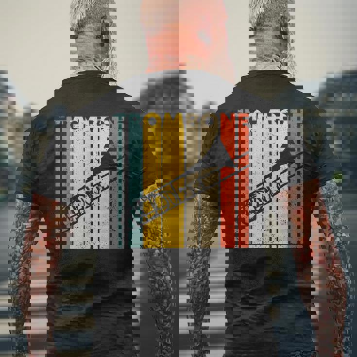 レトロトロンボーン I 吹奏楽部 I ミュージシャン I トロンボーン メンズTシャツ バックプリント 高齢者への贈り物