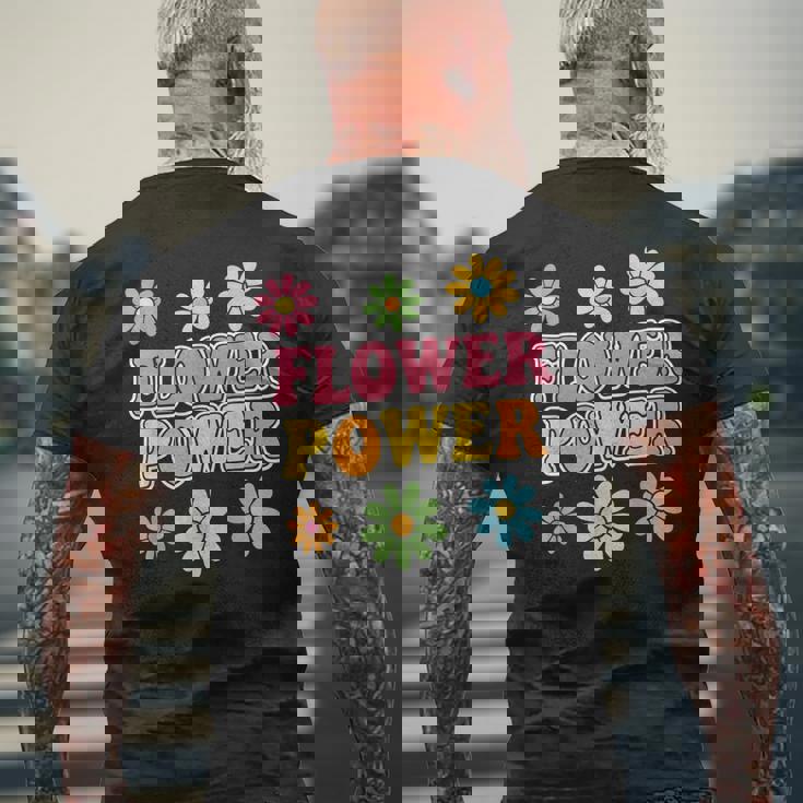 レトロフラワーパワー 60年代 70年代 美的 ヒッピー ボーホースタイル メンズTシャツ バックプリント 高齢者への贈り物