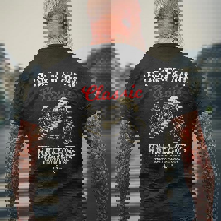 レトロマン島ttレースヴィンテージバイクレース メンズTシャツ バックプリント 高齢者への贈り物