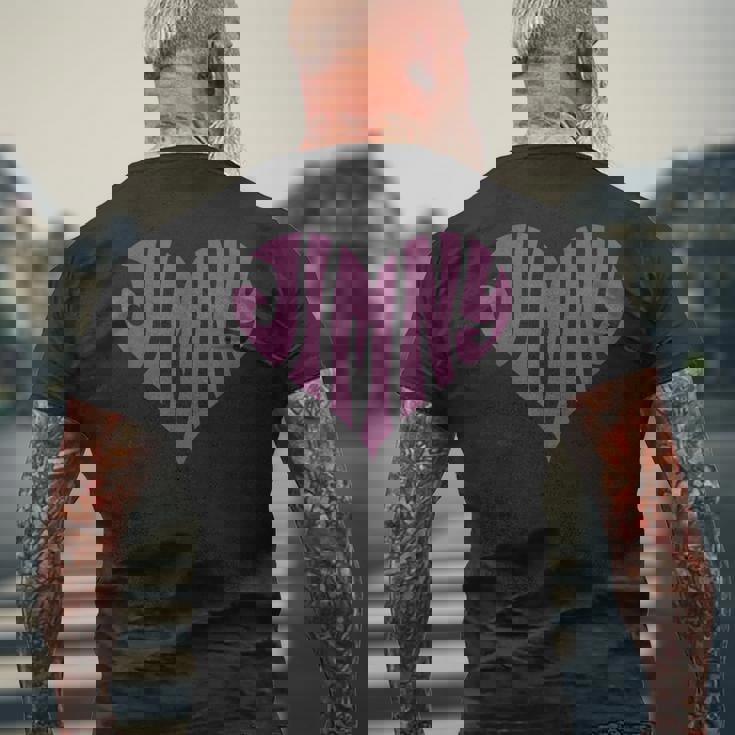 レトロヴィンテージスタイル ラブハートフィット ジムニーパープル メンズTシャツ バックプリント 高齢者への贈り物