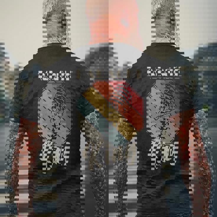 レトロ・カラオケ・シング・パーティー・ミュージック For Karaoke King メンズTシャツ バックプリント 高齢者への贈り物