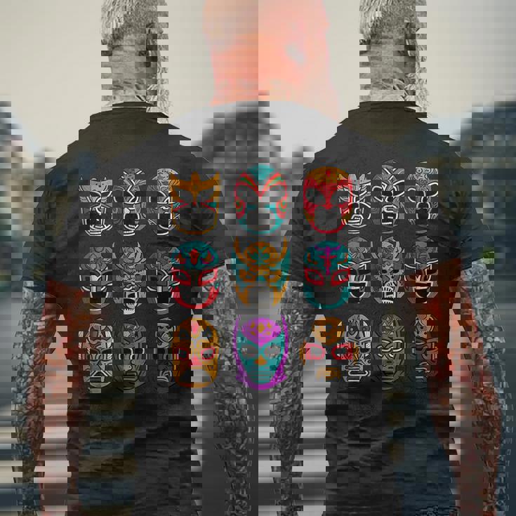 レトロ・ルチャ・リブレ フリースタイル・レスリング・ファイター メンズTシャツ バックプリント 高齢者への贈り物