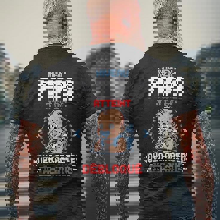 レベル お父さん アンロック 未来 父 息子 アナウンス 妊娠 ゲーマー メンズTシャツ バックプリント 高齢者への贈り物