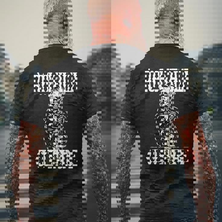 ロカビリー カルチャー ロック スカル タトゥー ピンナップ ロカビリー メンズTシャツ バックプリント 高齢者への贈り物