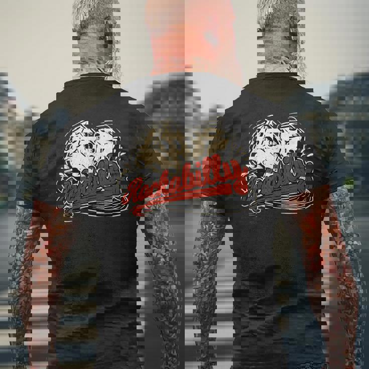 ロカビリーロックミュージックレトロキューブビニール1950sロッカー メンズTシャツ バックプリント 高齢者への贈り物