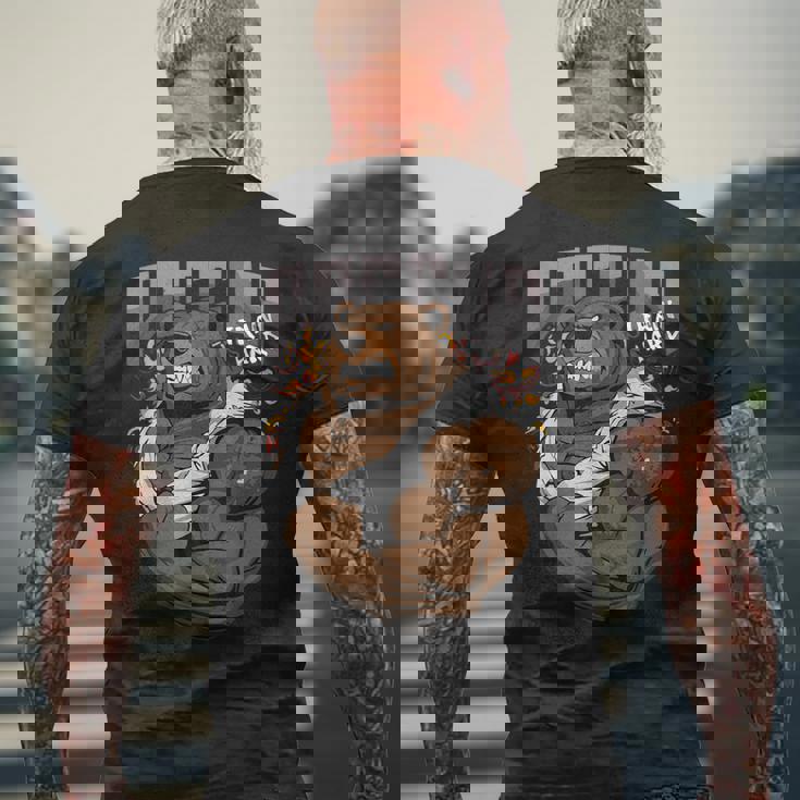 ロシアンベア ジム ストロングベア 動物 ロシア 国立動物 メンズTシャツ バックプリント 高齢者への贈り物