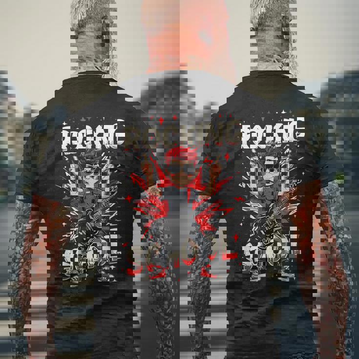 ロッキング・100デイズ・オブ・スクール・ファニー・ギター・キッズ メンズTシャツ バックプリント 高齢者への贈り物