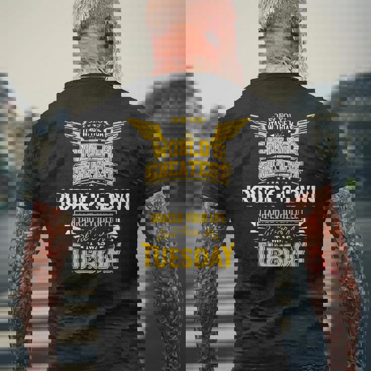 ロデオ・クラウン・アイディア・ファニー・ワールド・グレイテスト—ロデオ・クラウン メンズTシャツ バックプリント 高齢者への贈り物
