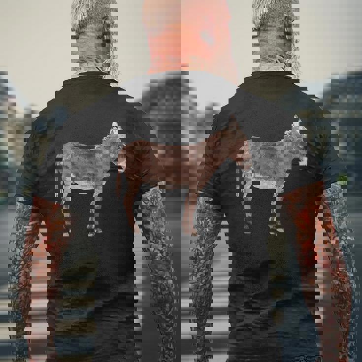 ロバ好きへのロバギフト 家畜 ロバ メンズTシャツ バックプリント 高齢者への贈り物